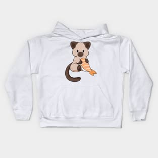 Siamese Cat with Prawn Sushi Kids Hoodie